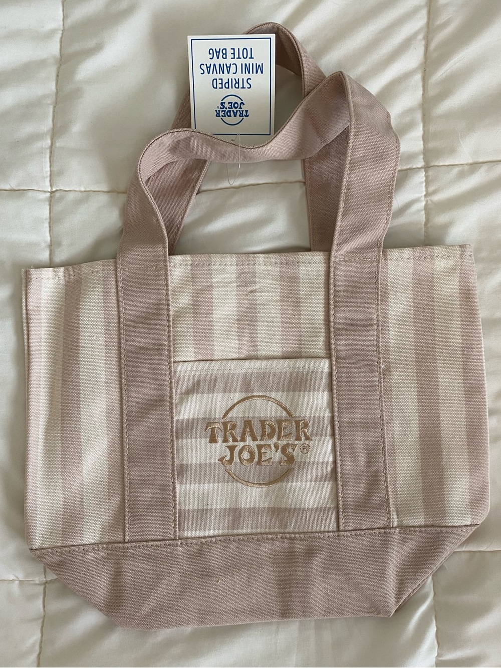 Trader Joe’s Mini Beige Stripped Tote Bag